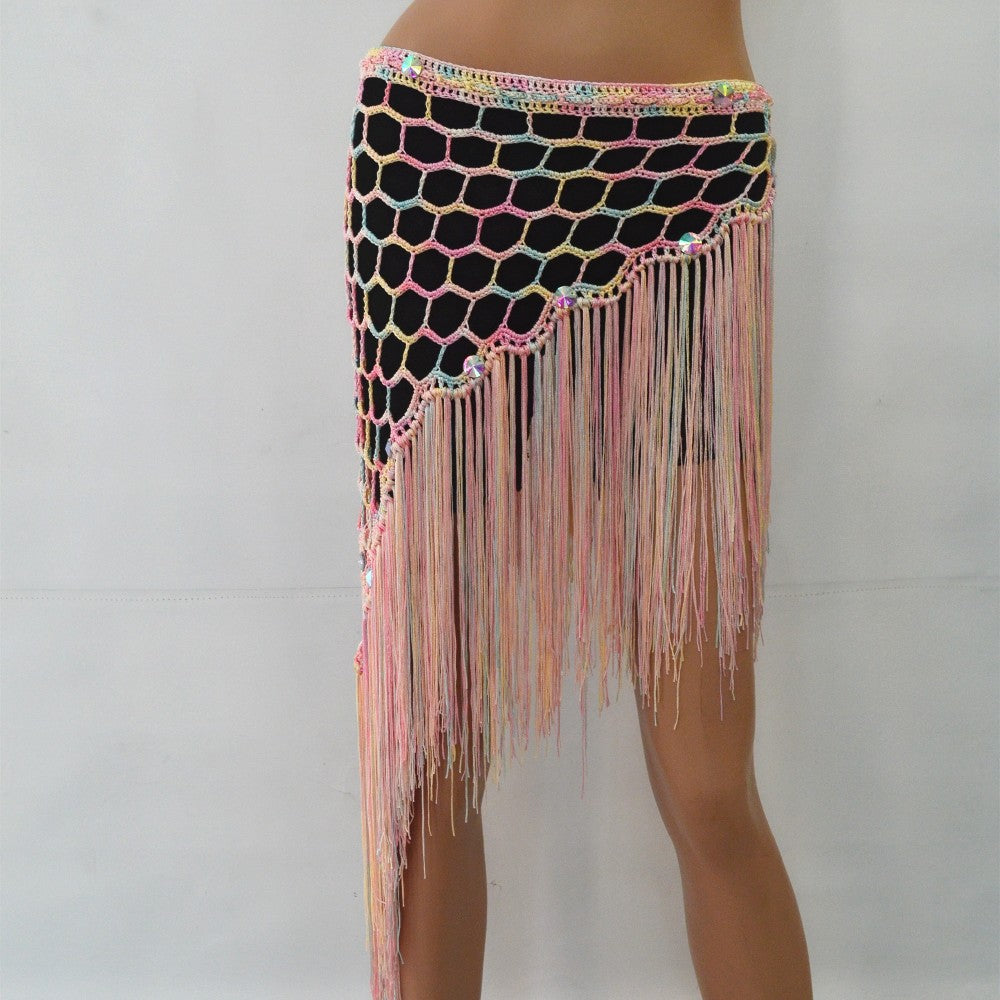 Hip scarf in pastel colors with stones