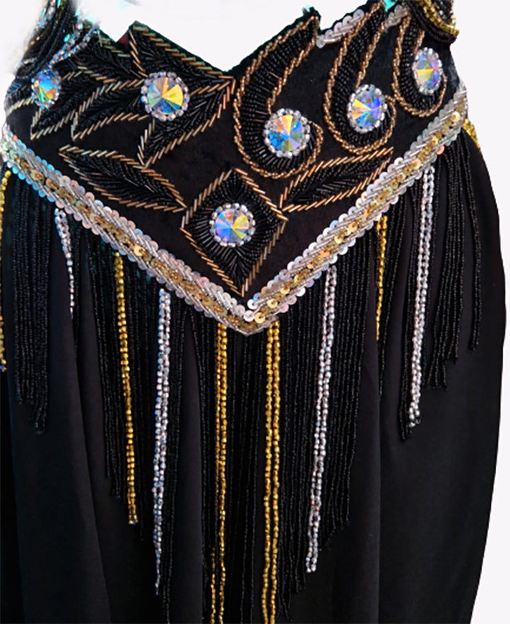 Costume velvet with gold and silver decorations\