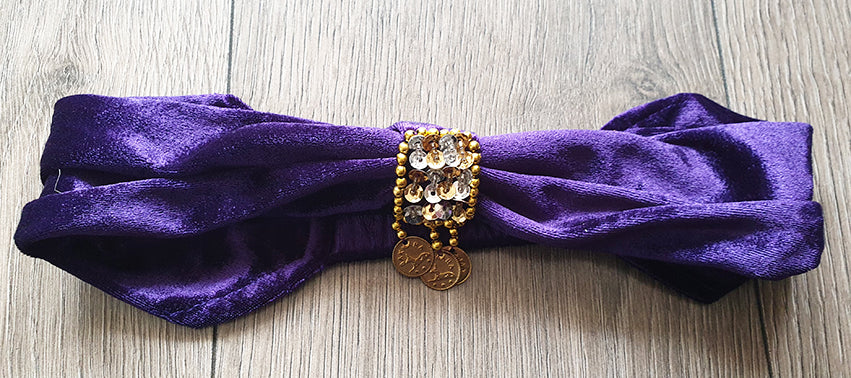 Headband velvet purple gold