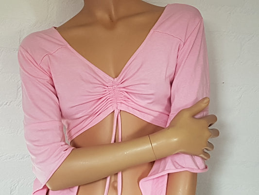 Material; Cotton 100%,Belly-free training top in pink. Size M