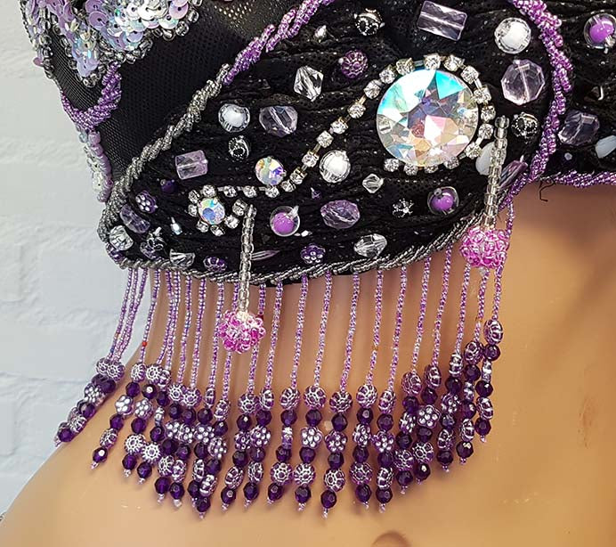 Belly dance skirt / belly dance costume Elmira in black with lilac
