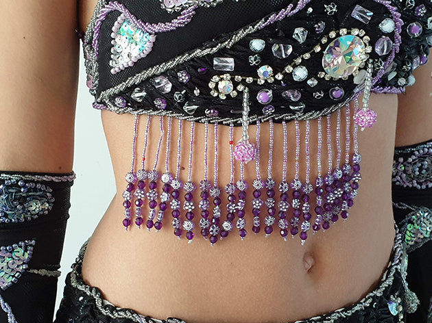 Belly dance skirt / belly dance costume Elmira in black with lilac