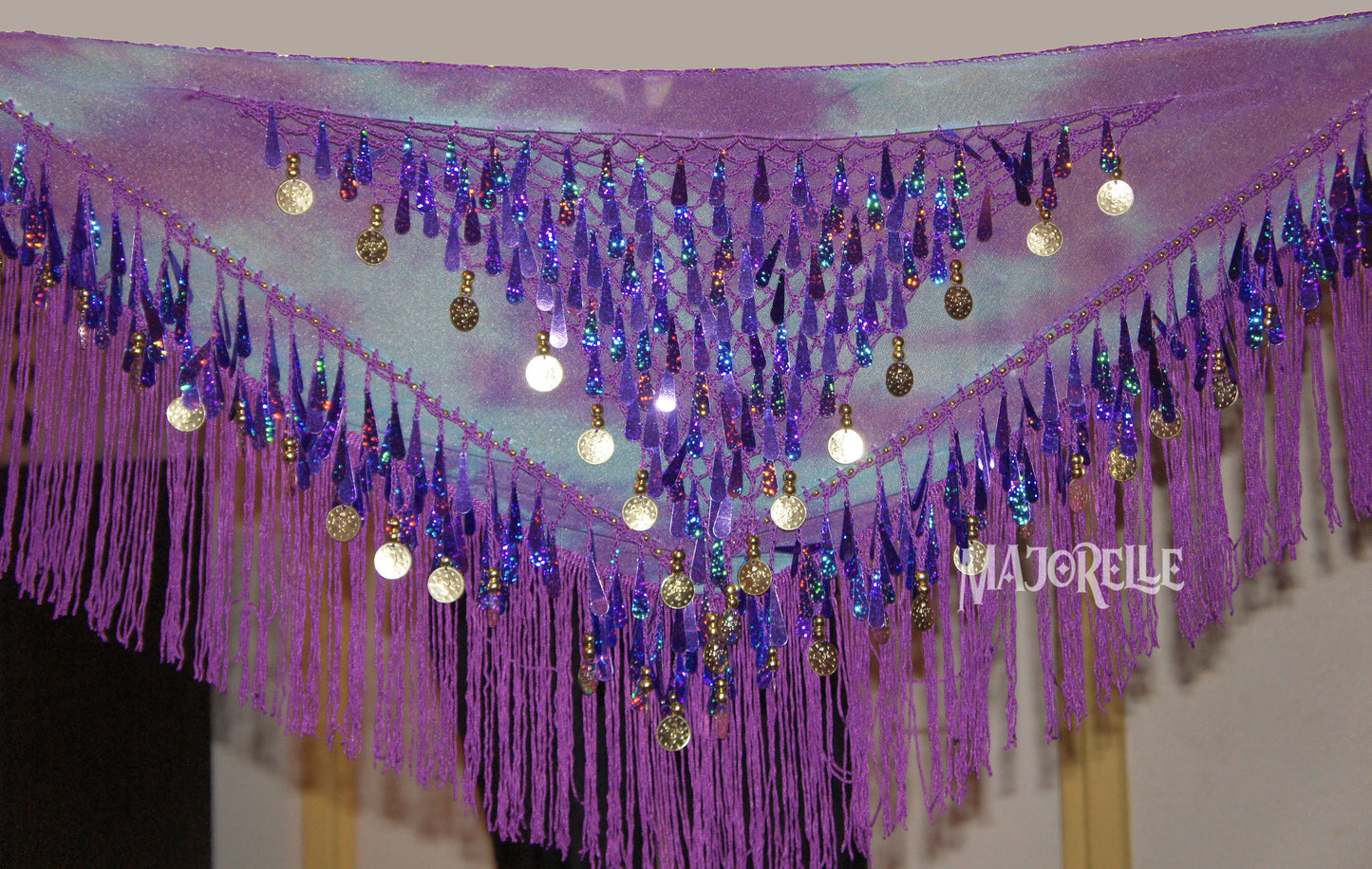 Hip scarf with teardrop sequins