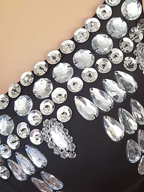 Bra with large glass stones, available in cup A and C