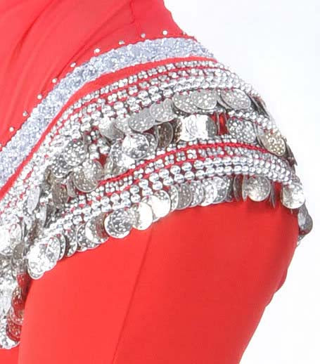 Hip scarf red with silver band