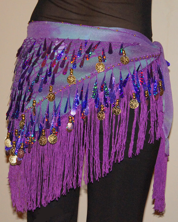 Hip scarf with teardrop sequins