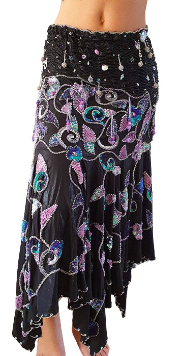 Belly dance skirt / belly dance costume Elmira in black with lilac