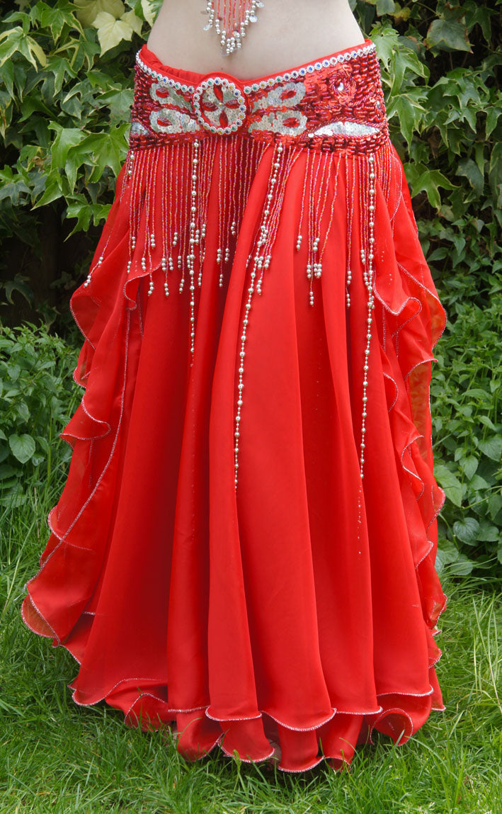 Nice skirt in red with strips and slits on the side