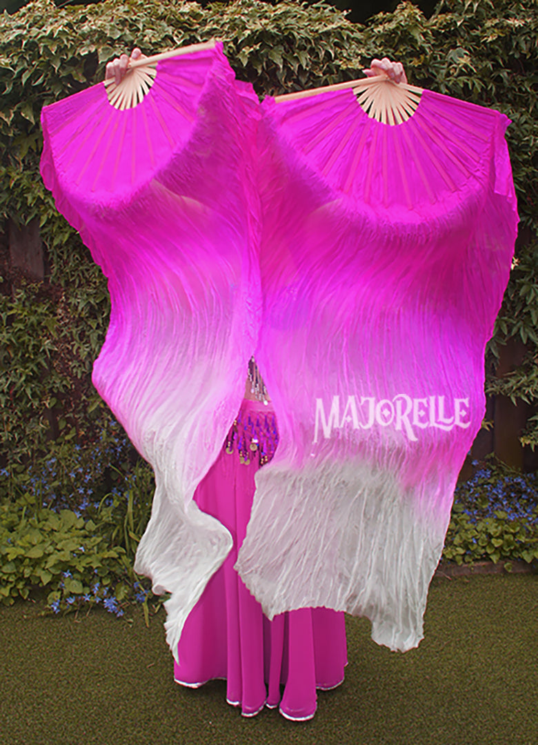 Silk veil fan in purple to light purple, length 150cm,