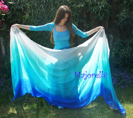 Silk veil in fuchsia color gradient 100% silk