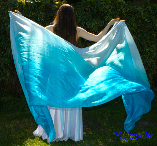 Silk veil in fuchsia color gradient 100% silk