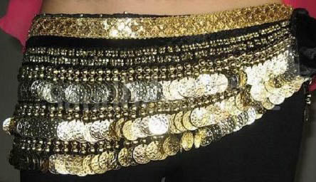 Hip scarf in black with gold band