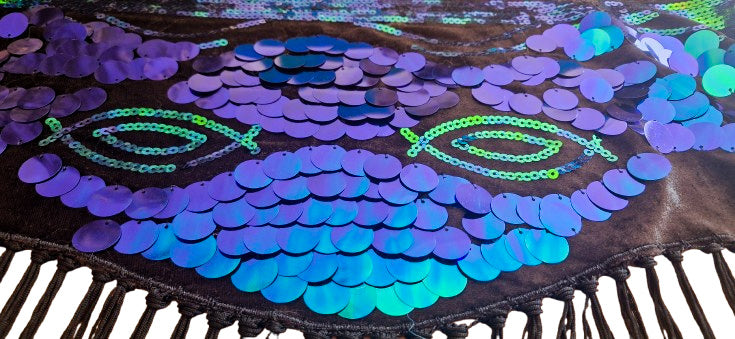 New: Belly dance hip scarf with sequins in turquoise