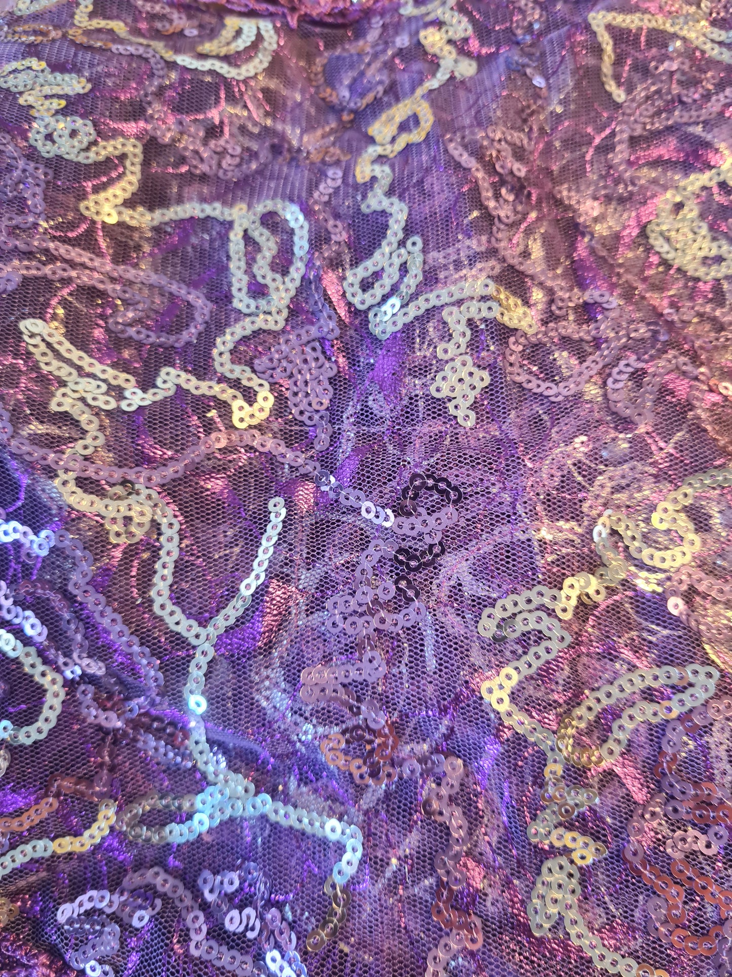 Belly dance hip scarf purple with silver lines and coins