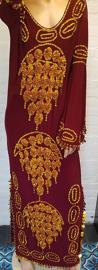 High quality Saidi / Baladi / Hagalla dress in burgundy / gold