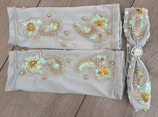 Sleeves and headband silver gray