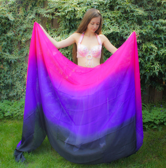 Silk veil in fuchsia color gradient 100% silk