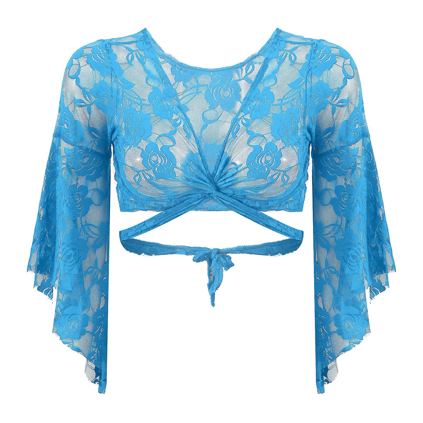 Top with lace in turquoise