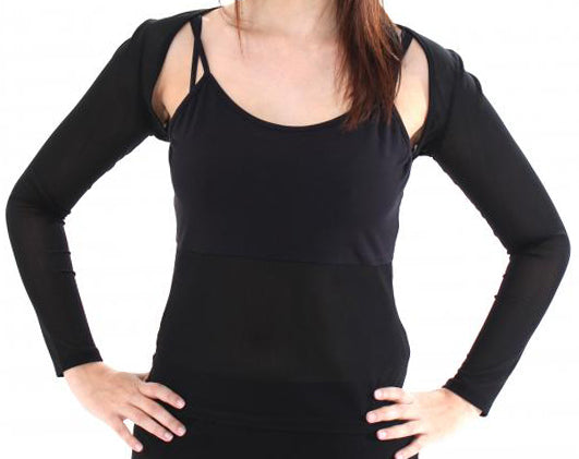 Belly dance top with belly net and loose Bolero 3/4 sleeve, 2-piece