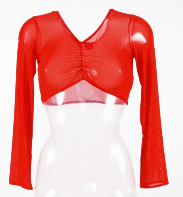 Short net top in red