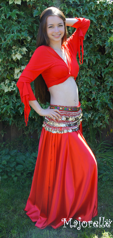 Cute tie top with butterfly sleeves in red
