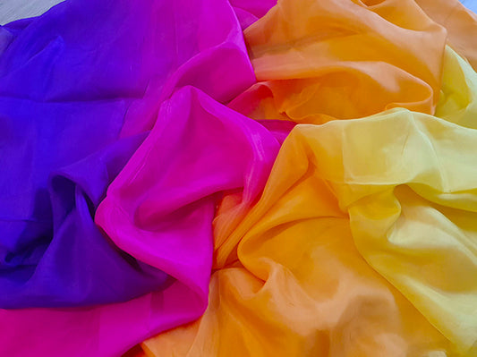 Silk veil in fuchsia color gradient 100% silk