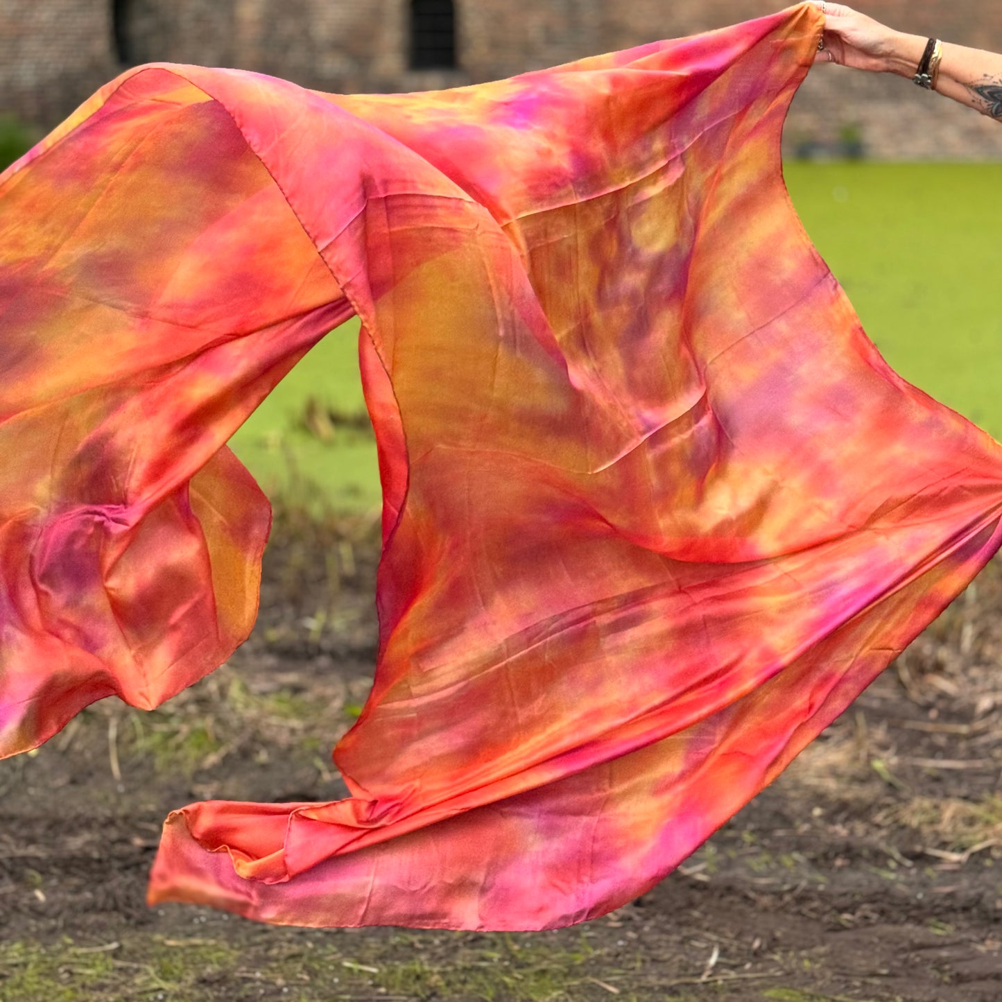 Silk veil tie dye spring