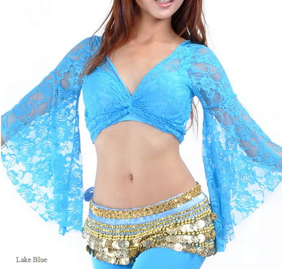 Top with lace in turquoise