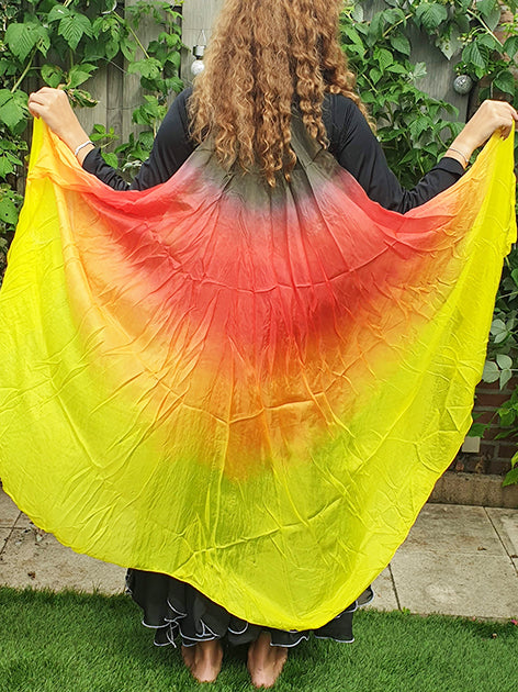 Isis wings, made of silk in black red orange yellow