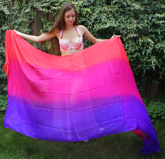 Silk veil in fuchsia color gradient 100% silk
